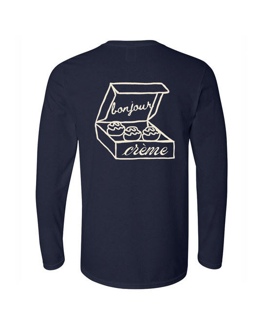crème long sleeve shirt- navy blue