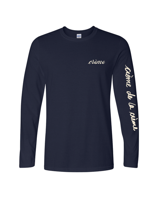 crème long sleeve shirt- navy blue